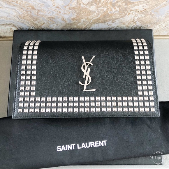 Saint Laurent Monogram Studded Leather Clutch Bag - Picture 5 of 8